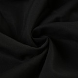 Chic Solid Color Black Strap Slim A-Line Long Dress