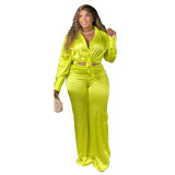 Plus Size Women's Autumn Solid Color Fashion Casual Two-Piece Pants Set