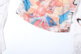 Summer Style Street Slash Shoulder Single Sleeve Print High Waist Crop Slim Top