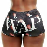 Summer Women's Tight Fitting Stretch Casual Print Shorts