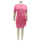 Spring Summer Slim Fit Sexy Tied Pleated Women's Dress
