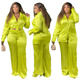 Plus Size Women's Autumn Solid Color Fashion Casual Two-Piece Pants Set