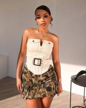Camo Cargo Skirt Stretch Pocket Camouflage Mini Skirt