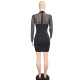 Spring And Summer Fashion Sexy See-Through Beaded Women's Bodycon Dress