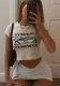 Women Round Neck Letter Printed Crop T-Shirt