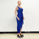 Women's One-Shoulder Lace-Up Sequined Evening Dress