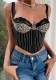 Women Sexy Leopard Print Lace Backless Suspender Striped Steel Ring Top