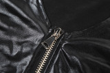 Summer Women's Zipper Crop Pu Vest High Waist Casual Pants Two Piece Set