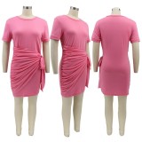 Spring Summer Slim Fit Sexy Tied Pleated Women's Dress