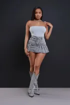 Women's pleated mini Denim Shorts