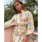 Spring And Autumn Long Sleeve Printed Casual Loose Holidays Women's Dress