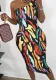 Women's Chic Elegant Slash Shoulder Printed Hollow Low Back Tight Fitting Bodycon Dress