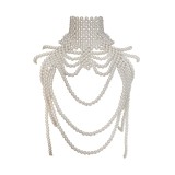 Jewelry Braided Fashionable Pearl Shoulder Chain Multi-Layered Tassel Choker Body Chain