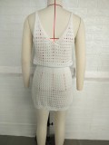 Sexy Knitting Strap Slim Waist Hollow Beach Dress