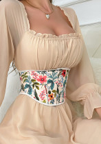 Floral Printed Herringbone Corset Outdoor Wear Belt