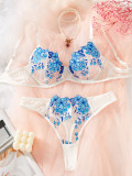 Sexy Women's Floral Embroidered See Through Bra Underwear Sexy Lingerie Set