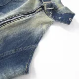 Women Sleeveless Halter Neck Backless Denim Tank Top