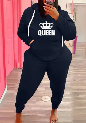 Plus Size Women's Sports Hoodies Pants Casual Two-Piece Set