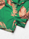 Summer Women's Fashion Printed Casual Holidays Style Cardigan Shorts Set