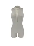 Women's Spring And Summer Solid Color Ribbed Jumpsuit