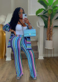 Women striped shirt and trousers two-piece set