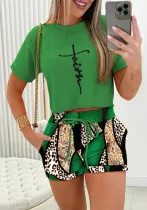 Chic Casual Summer Printed T-Shirt Shorts Lounge Wear Set