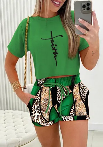Chic Casual Summer Printed T-Shirt Shorts Lounge Wear Set
