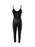 Women Suspender PU-Leather Sexy Jumpsuit