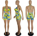 Summer Women halter print jumpsuit