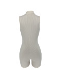 Women's Spring And Summer Solid Color Ribbed Jumpsuit