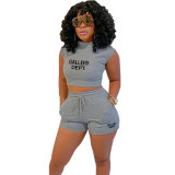 Women T-Shirt And Shorts Solid Sports Casual Two-piece Set