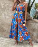 Women Summer Printed Jumpsuit with Belt