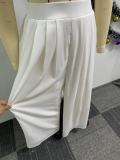 Women Sexy Pleated Sleeveless Top Wide Leg Pants Two-piece Set