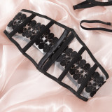 Women lace black Patchwork hollow breathable sexy lingerie two-piece set