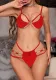 Women Sexy Bikini Lace-Up Heart Print Sexy Lingerie Two-piece Set
