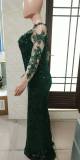 Velvet Sequined Long-Sleeved Lace Flower Fishtail Long Dress Autumn Winter Slim Bodycon Dress