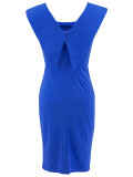 Women's Sleeveless Square Neck Zipper Slit Office Dress