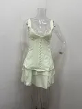 Sexy Low Back Slim Waists Lace-Up Strap Slim Waist Mini Dress