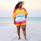 Women's Sexy Print Summer Beach Fashion Two Piece Shorts Set