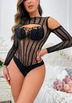 Women's Beaded Shiny Sexy Lingerie Net Bodystocking Lingerie