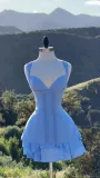 Sexy Low Back Slim Waists Lace-Up Strap Slim Waist Mini Dress