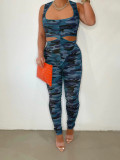 Women's Sexy Camouflage Print Vest Pants Vest Two Piece Set