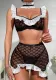 Sexy Lingerie Women's Hollow See-Through Fishnet Maid Cosplay Nightclub Skirt Set