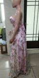Pink Flower Lace Strapless Bride Wedding Formal Party Evening Dress