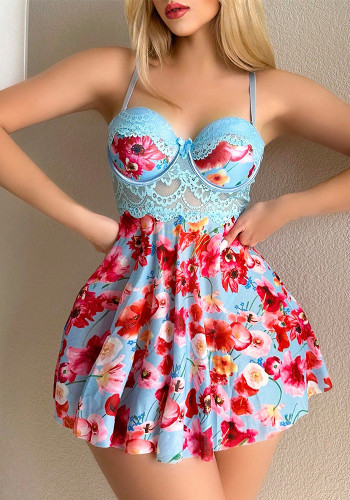Sexy Pajamas Flower Print Dress