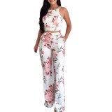 Casual Printed Sleeveless Women's Two Piece Pants Set