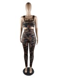 Women's Sexy Camouflage Print Vest Pants Vest Two Piece Set