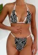 Women Sexy Bikini Color Block Backless Lace-Up Swimwear