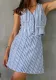 Women Striped V-Neck Sleeveless Top and Skirt Two-Piece