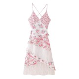Women's Spring Lace Patchwork Strap Dress